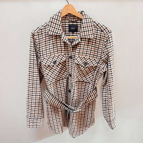 Rails Rhodes‎ Bheck Belted Wool Blend Shirt Jacket Shacket- Size Small - Picture 1 of 6